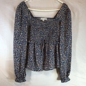 She + Sky Size Small Prairie Smocked Puff Sleeve Romantic Cottagecore Blouse